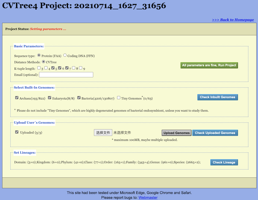 The Setup Page of CVTree4